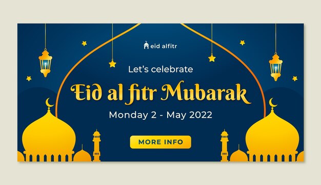 Gradientowy Szablon Transparentu Poziomego Eid Al-fitr