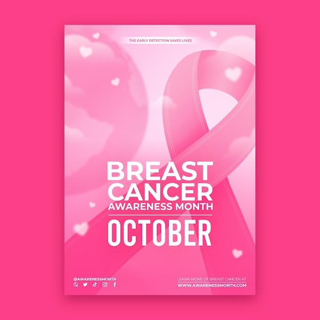 Gradientowy szablon ulotki miesiąca świadomości raka piersi