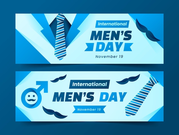 Bezpłatny wektor gradientowy zestaw poziomych banerów na międzynarodowy dzień mężczyzn