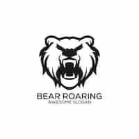 Bezpłatny wektor grafika liniowa projektu logo ryczącego niedźwiedzia