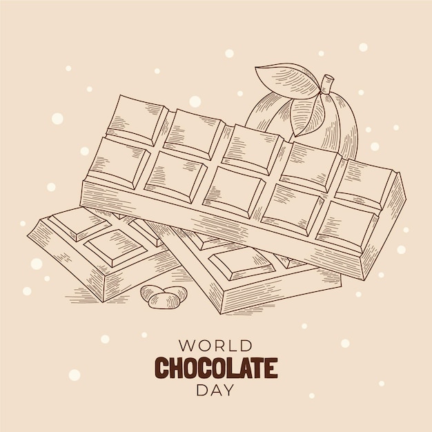 Bezpłatny wektor grawerowanie ręcznie rysowane ilustracja światowy dzień czekolady