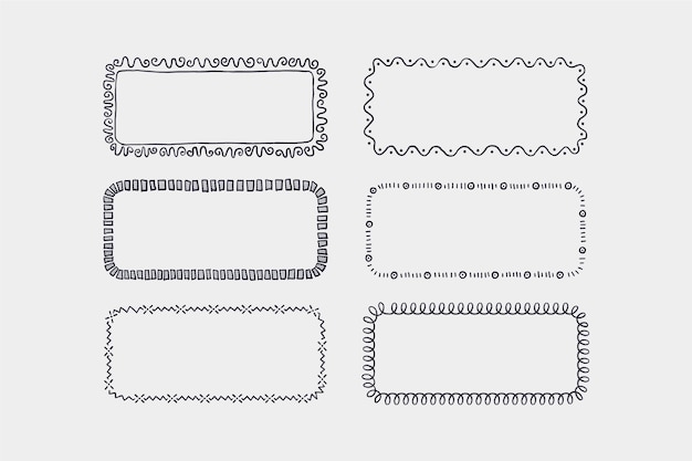 Grawerowanie Ręcznie Rysowane Kolekcji Ramek Doodle