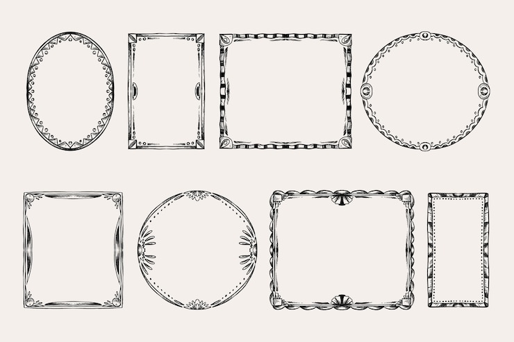 Bezpłatny plik Wektor grawerowanie ręcznie rysowane kolekcji ramek doodle