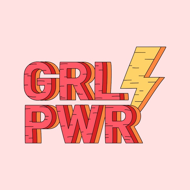 Grl Pwr Girl Power Badge Vector