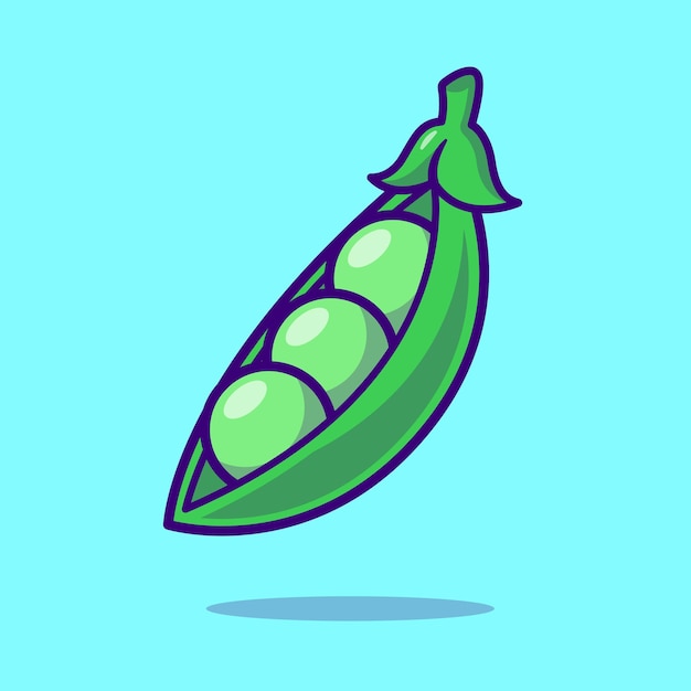 Bezpłatny wektor groch warzywo kreskówka wektor ikona ilustracja jedzenie natura ikona koncepcja izolowana premium wektor