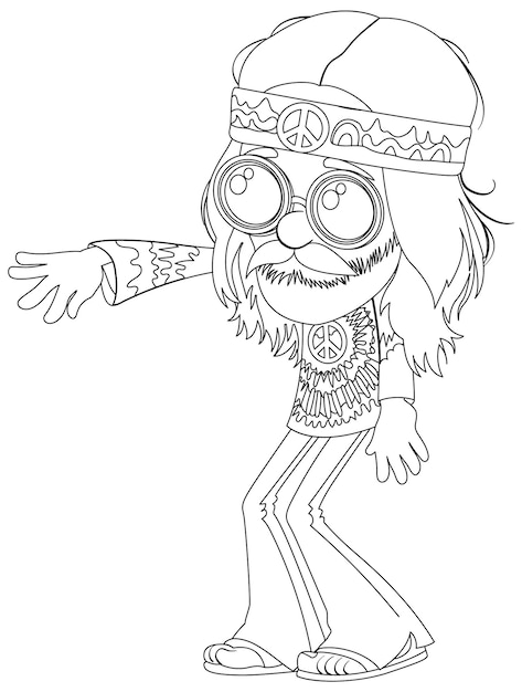 Bezpłatny wektor groovy hippie character ilustracja