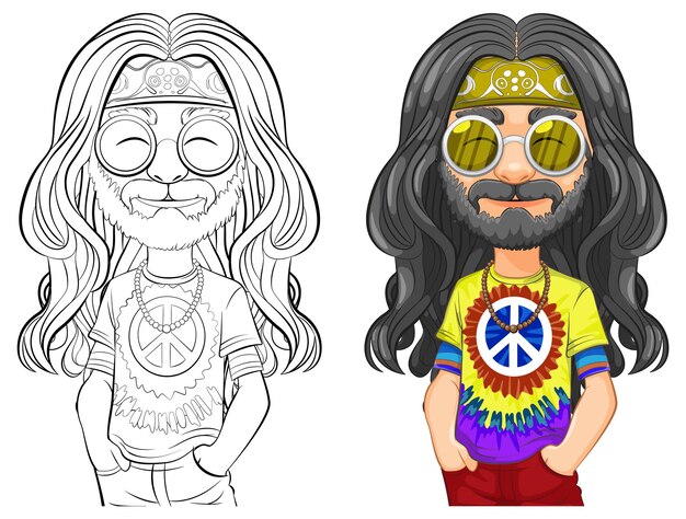 Bezpłatny wektor groovy hippie character ilustracja