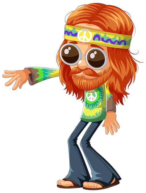 Groovy Hippie Character W żywym Stroju