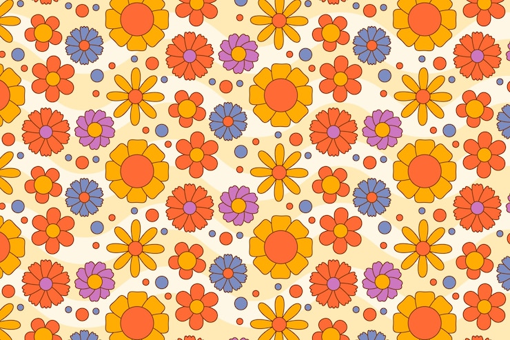 Bezpłatny plik Wektor groovy wzór kwiatowy