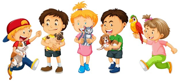 Bezpłatny wektor grupa dzieci postać z kreskówki