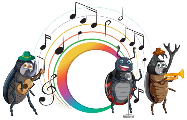 Grupa kreskówki zespołu muzycznego chrząszcza