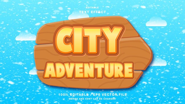 Gry rysunkowe city adventure edytowalny efekt tekstowy