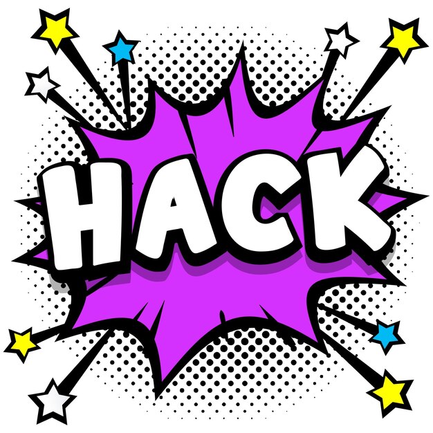 Hack Pop-art komiks dymki książki efekty dźwiękowe