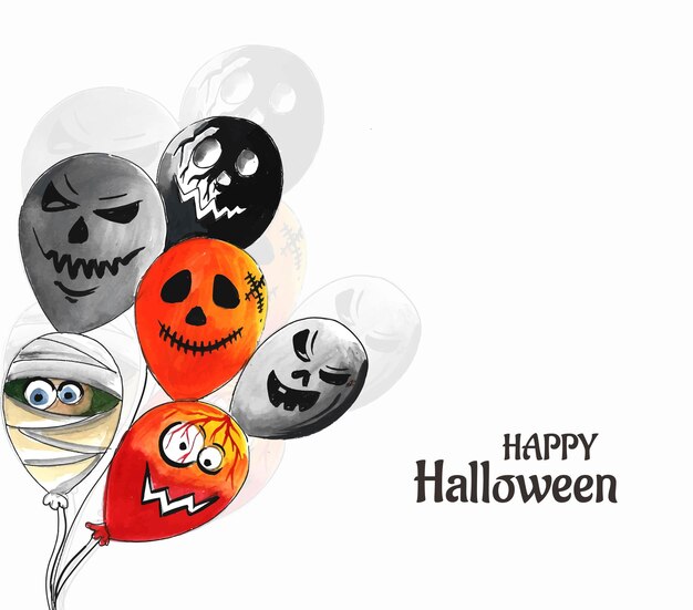 Halloween duch balony pająk i nietoperz straszne balony akwarelowe tło