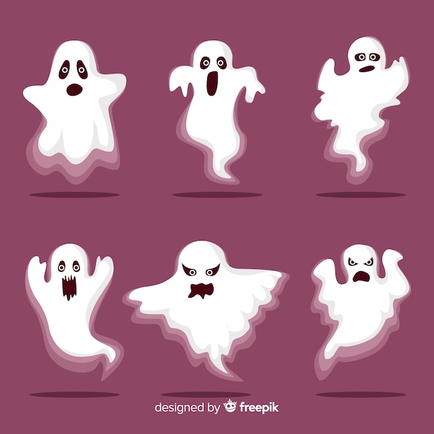 Halloweenowa Duch Charakteru Kolekcja Z Płaskim Projektem