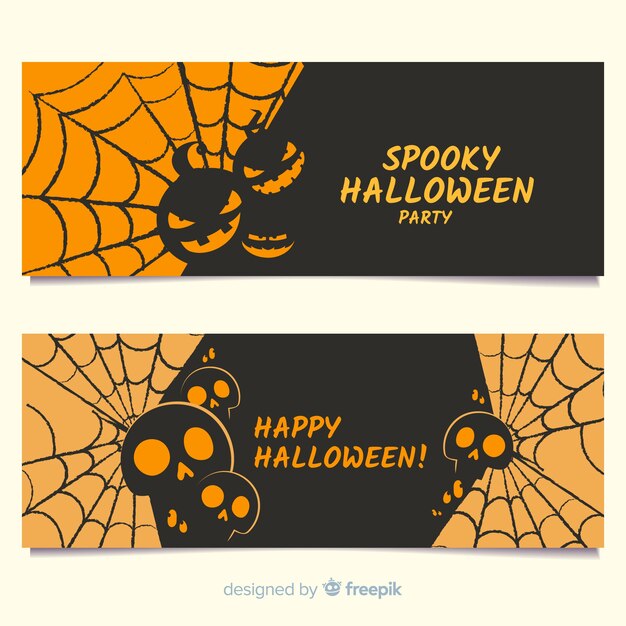 Halloweenowe banery z pajęczyną