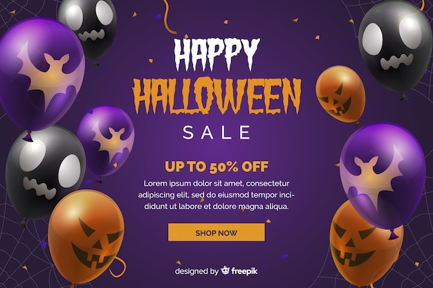 Bezpłatny wektor halloweenowy sprzedaży tło z balonami