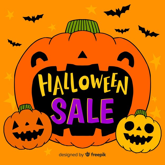 Halloweenowy sprzedaży tło z banią
