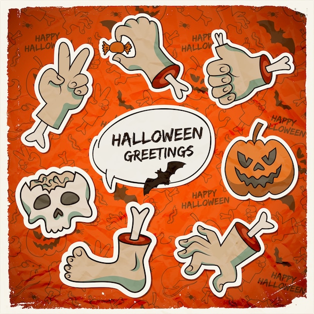 Halloweenowy Szablon Trick Or Treat Z Papierowymi Gestami Ramion Zombie Dyni Czaszki