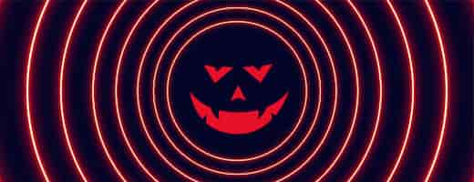 Bezpłatny wektor halloweenowy sztandar w stylu neon z twarzą ducha
