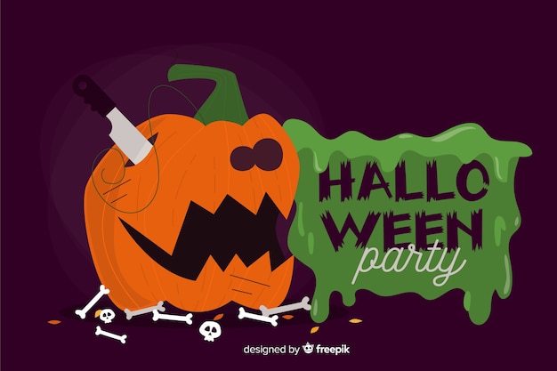 Halloweenowy Tło Z Płaskim Projektem