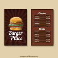 Bezpłatny wektor hamburger vintage menu