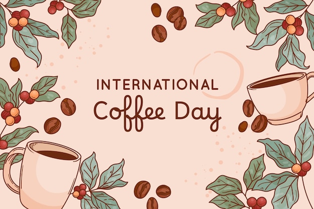 Bezpłatny wektor hand drawn background for world coffee day celebration