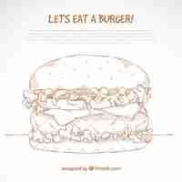 Bezpłatny wektor hand-drawn cheeseburger z sałatą