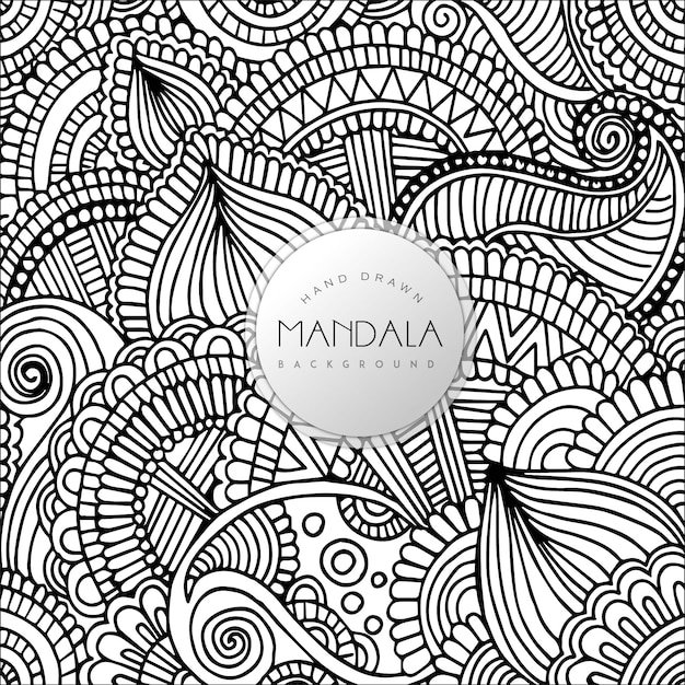 Hand Drawn Czarno-bia? E Floral Mandala Pattern Background