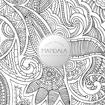 Hand drawn czarno-bia? e floral mandala pattern background