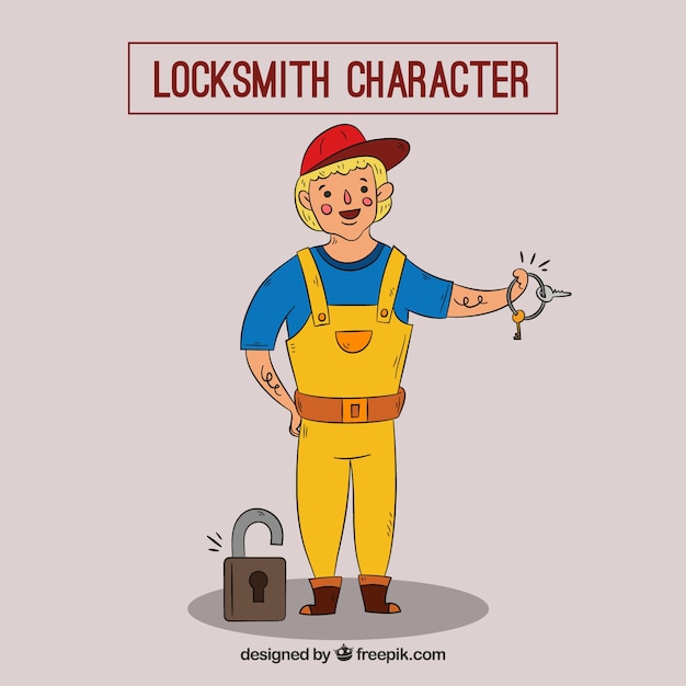 Hand Drawn Locksmith Character