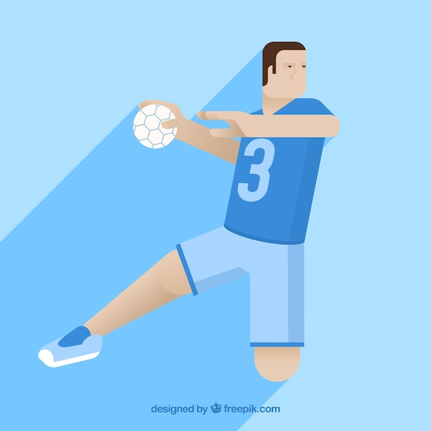 Handball gracz w ręka rysującym stylu