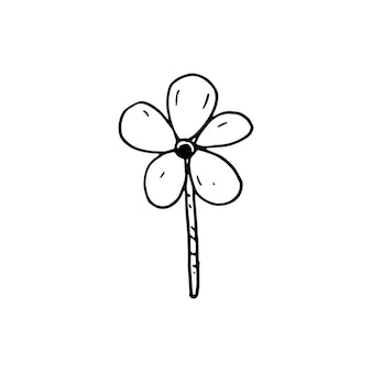 Handdrawn doodle kwiat ikona. ręcznie rysowane czarny szkic. symbol znaku. element dekoracyjny. białe tło. odosobniony. płaska konstrukcja. ilustracja wektorowa.