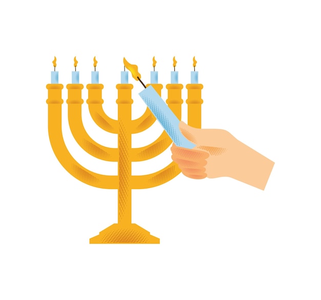 Hanukka Menorah Ilustracja Odizolowany Projekt