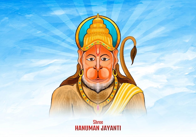 Bezpłatny wektor hanuman jayanti festiwal indii kartka uroczystości tło