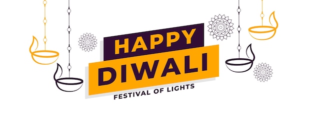 Happy Diwali Nowoczesny Dekoracyjny Projekt Transparentu Diya