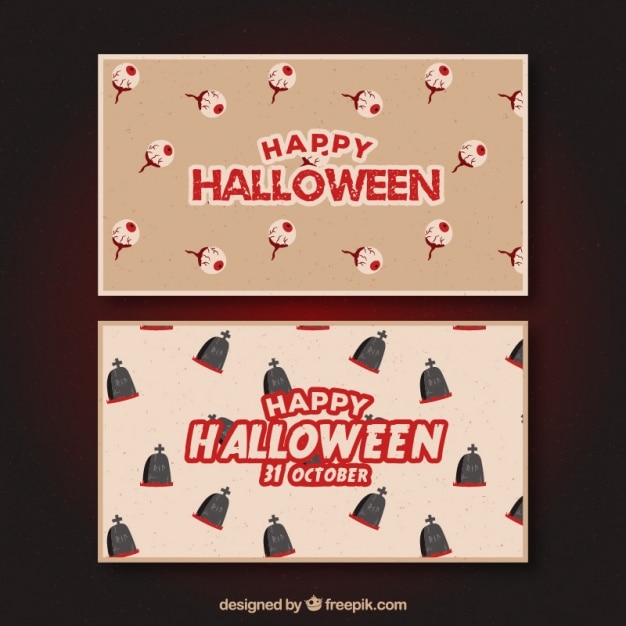 Bezpłatny wektor happy halloween banery retro