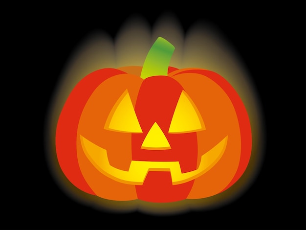 Happy Halloween Jack-o-lantern Dynia Na Białym Tle Na Czarnym Tle, Ilustracji Wektorowych.