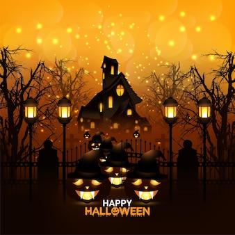 Happy halloween karta zaproszenie z horrorem w tle