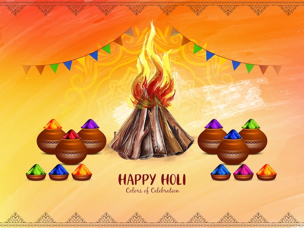 Bezpłatny wektor happy holi indian hinduskie kolorowe obchody festiwalu karty projekt