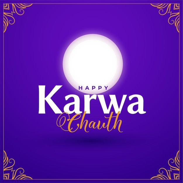 Happy Karwa Chauth Ozdobna Karta Z Księżycem