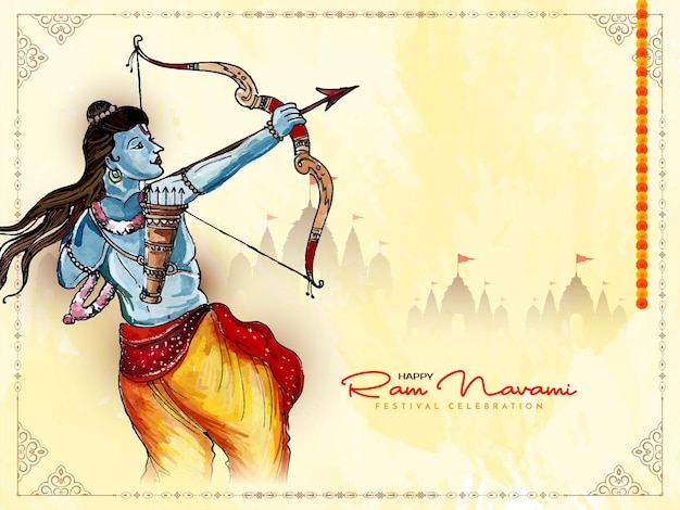 Happy Ram Navami Festival Celebracja Religijnego Projektu Karty Z Pozdrowieniami