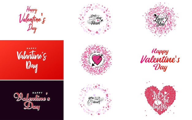 Bezpłatny wektor happy valentine's day typografia plakat z odręcznym tekstem kaligrafii izolowane na białym tle ilustracji wektorowych