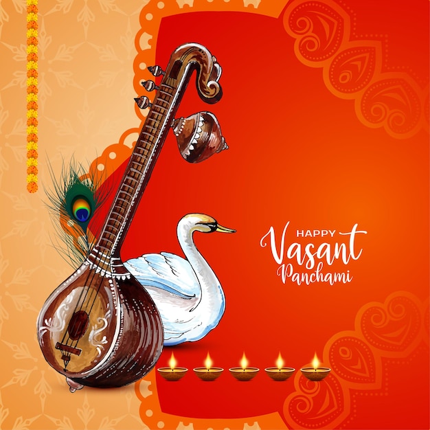 Happy Vasant Panchami Indyjski Tradycyjny Festiwal Tło