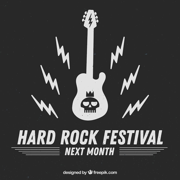 Bezpłatny wektor hard rock festiwalu tło z gitarą
