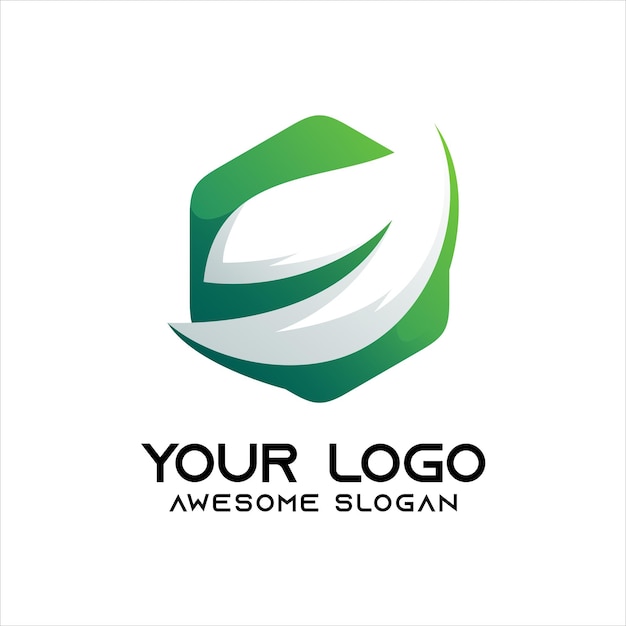 Bezpłatny wektor hexagon leaf kolorowe logo gradient kolorowe