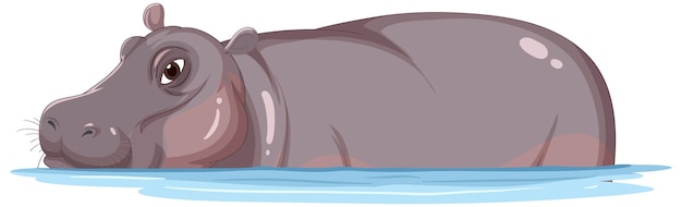 Bezpłatny wektor hipopotam w wodzie
