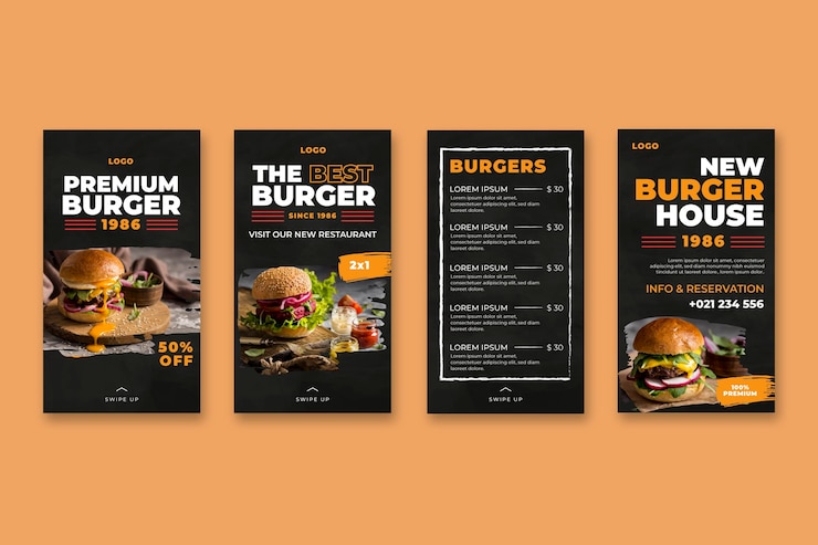 Bezpłatny plik Wektor historie instagram restauracji burgers