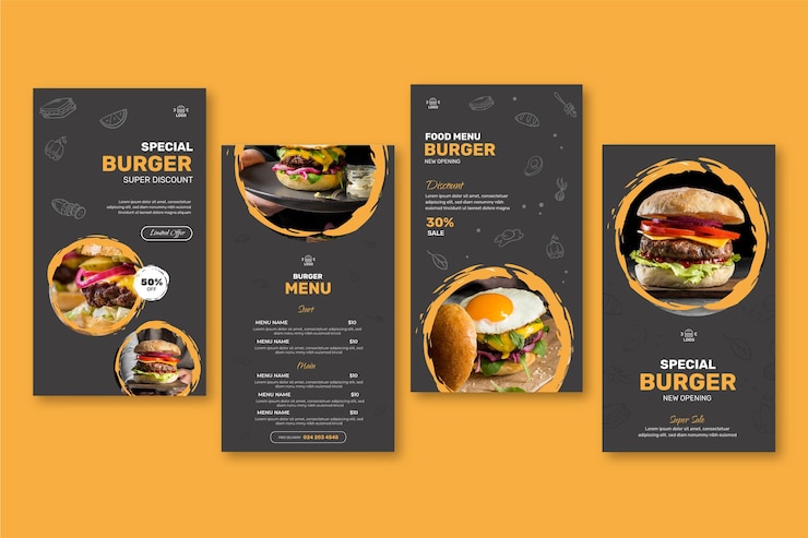 Bezpłatny plik Wektor historie instagram restauracji burgers