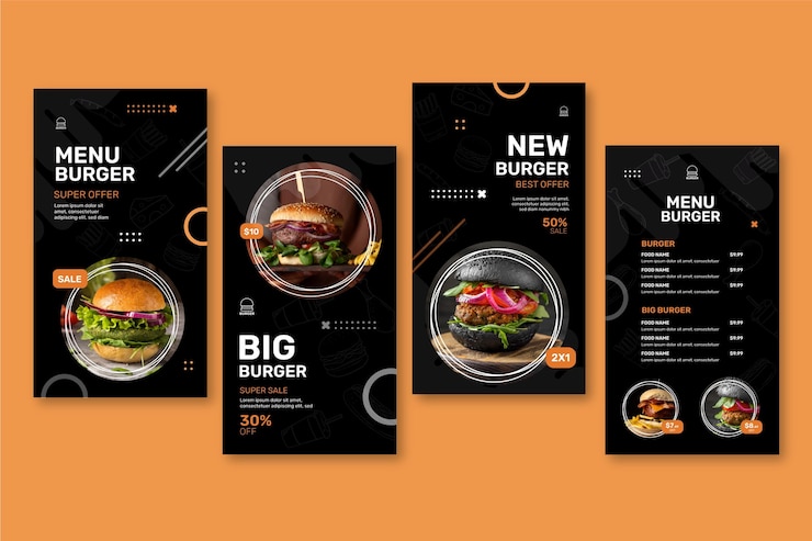 Bezpłatny plik Wektor historie instagram restauracji burgers